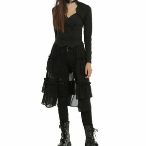 Steampunk Overcoat Dress Black Hot Topic Ruffles Tails Vest Goth